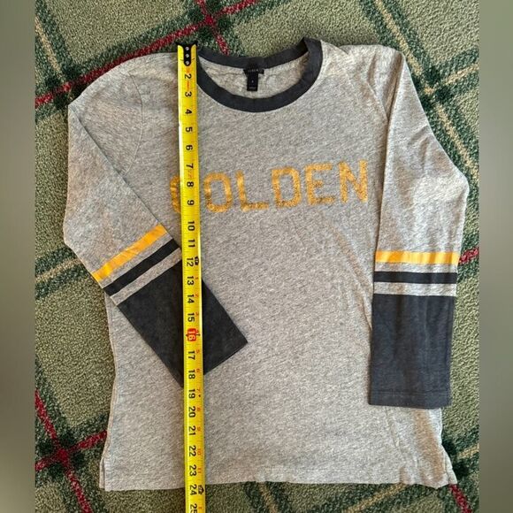 J. Crew long sleeved tshirt with metallic gold print on front and sleeves NWOT S - Picture 4 of 11